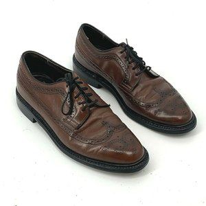 Sears VTG Long Wing Tip Dark Brown Dress Oxfords 7